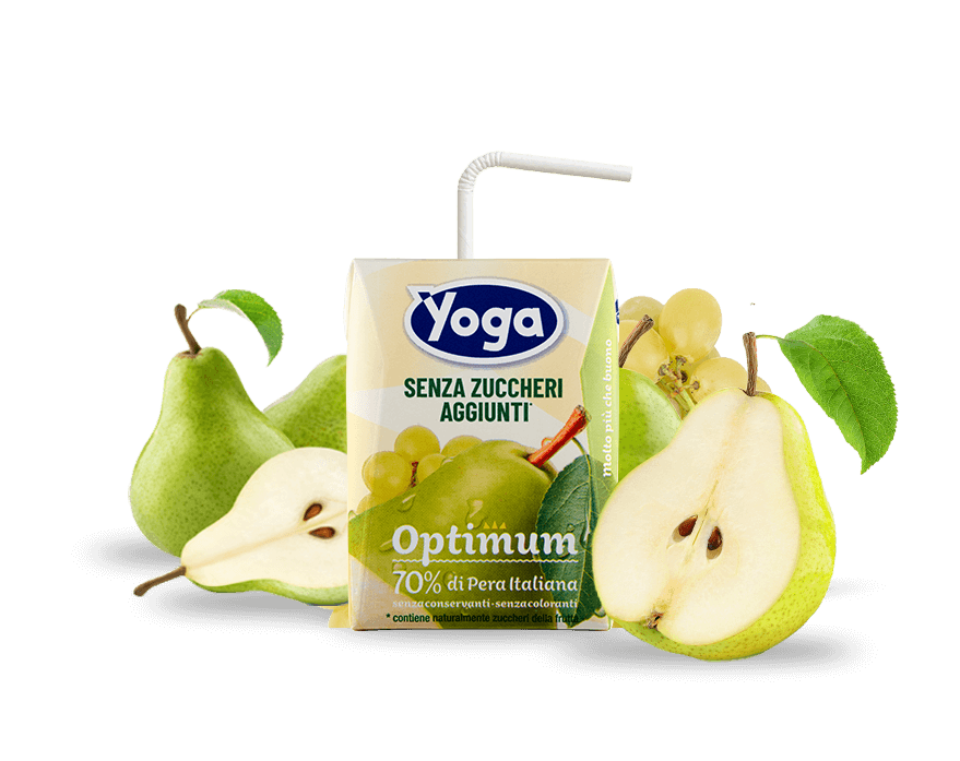 8 Confezioni Succo di Frutta Yoga - Optimum - Pera - Senza Zuccheri 3 x 200  ml - Yoga 